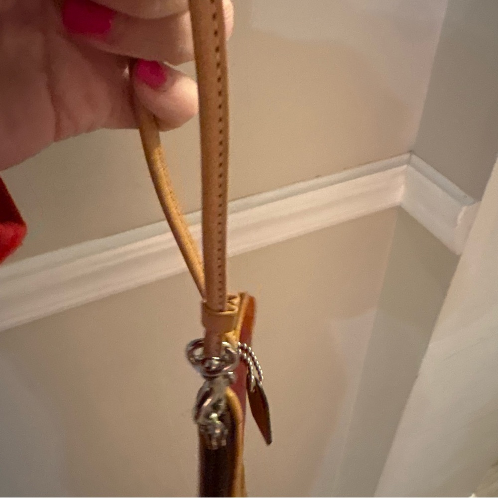 VINTAGE Coach Patchwork Suede Wristlet in Brown, Orange & Gold - Picture 13 of 15